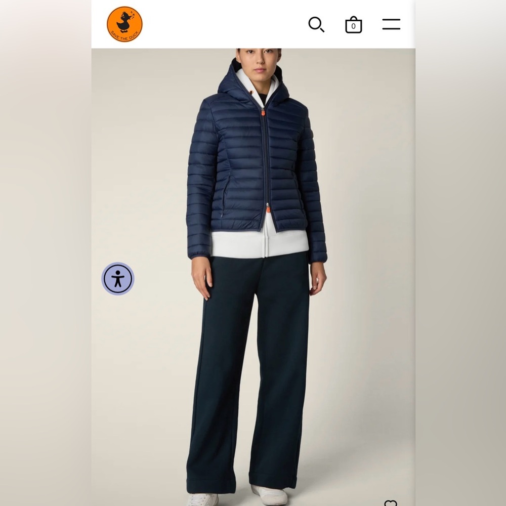 SAVE THE DUCK Dark Navy Blue Hooded Puffer Jacket DAISY SMALL